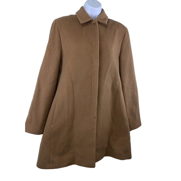 Calvin Klein Trench Coat Women's Size 10 Wool Blend Midi Tan Lined Pockets - Picture 1 of 15